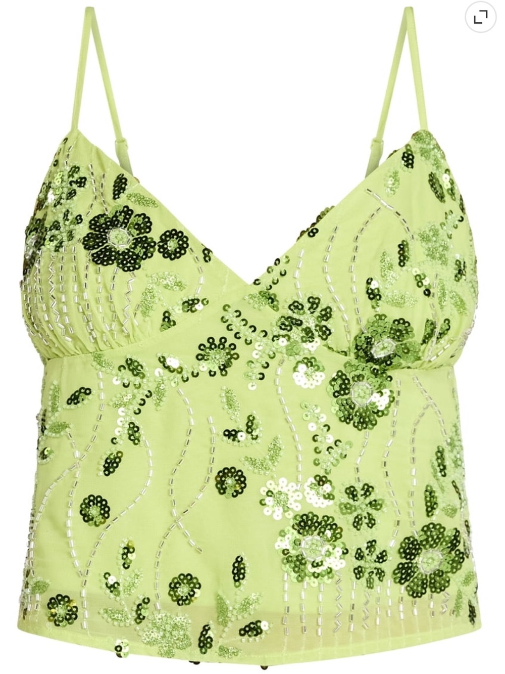 NWT No Boundaries Lime Green Sequin Floral Camisole Size M